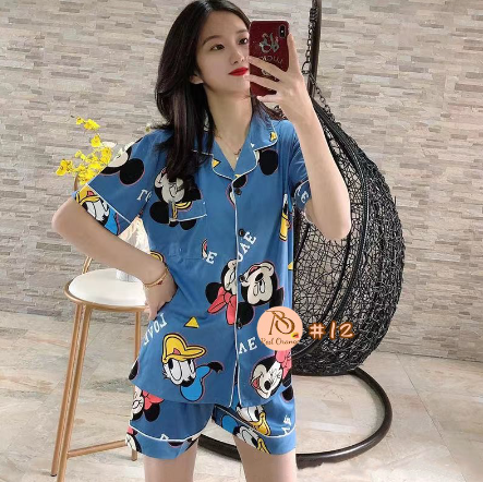 R&O #TN3 Cotton Spandex Korean short terno women Nightwear homewear Lapel suit sleepwear