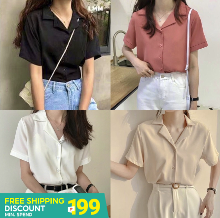 SS PAULINE Tailored Street Style Polo Shirt Croptop with Detatchable Buttons Collar Tops wt0148